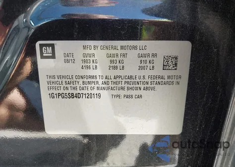 2013 Chevrolet Cruze Ltz from USA, damaged, VIN 1G1PG5SB4D7120119